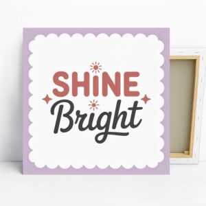 Shine Bright Art, Canvas or Poster, Whimsical Retro Decor, Bedroom Office Living Room Children's Room Wall Art, Pink White Black Print