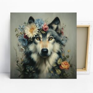 Wolf Floral Crown Art