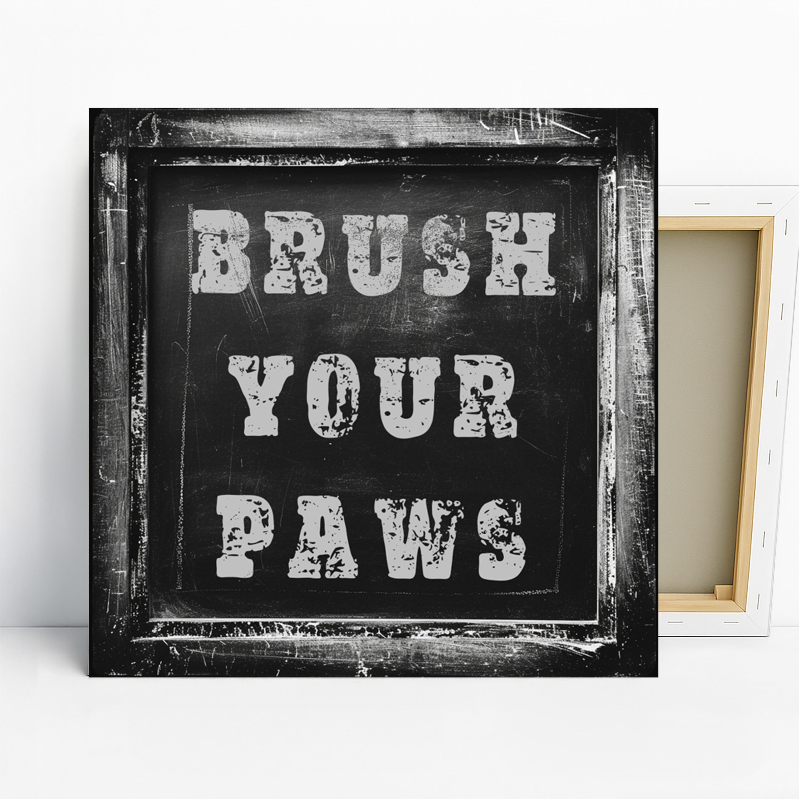 Brush Your Paws Art, Canvas or Poster, Vintage Street Urban Decor, Living Room Office Game Room Wall Art, Black White Grey