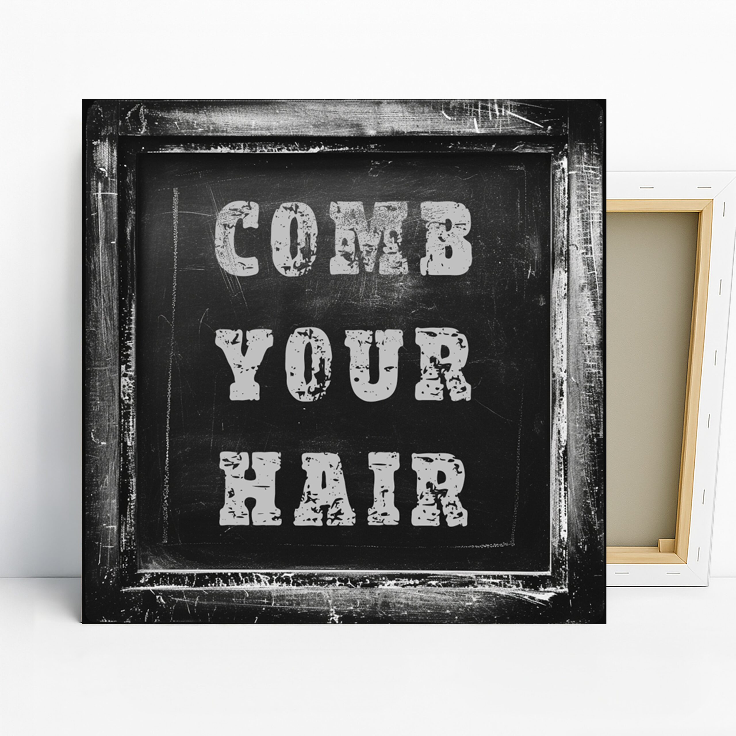 Comb Your Hair Art, Canvas or Poster, Vintage Retro Street Decor, Living Room Bedroom Office Game Room Wall Art, Black White Grey