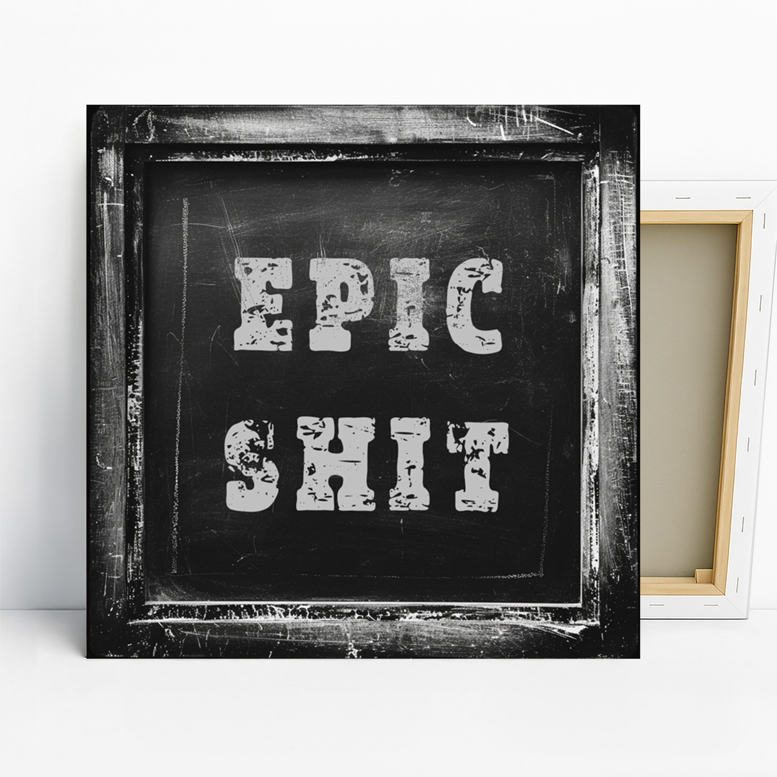 Epic Grunge Typography Art, Canvas or Poster, Vintage Urban Decor, Living Room Office Game Room Bedroom Wall Art, Black White Grey