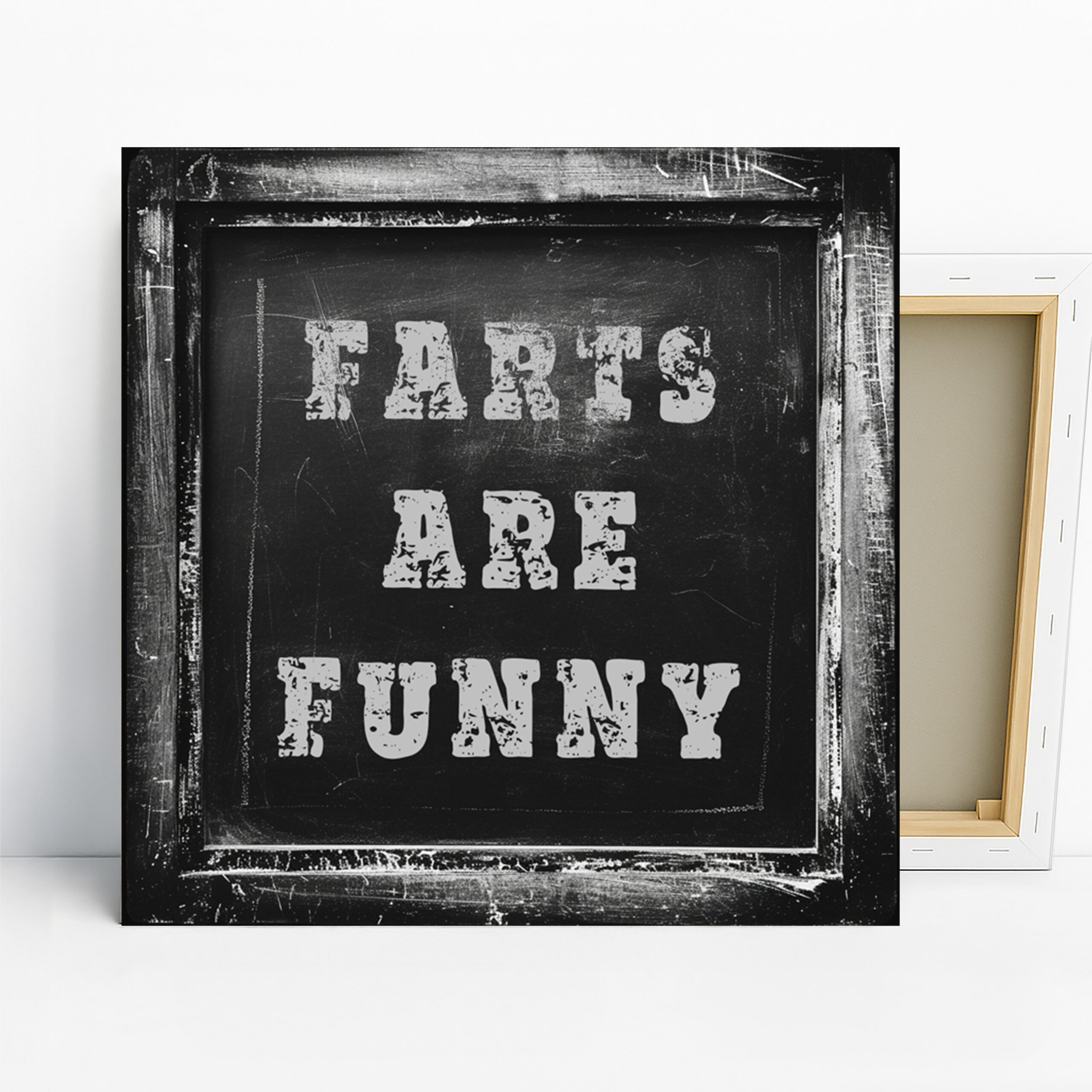 Farts Are Funny Art, Canvas or Poster, Vintage Retro Decor, Game Room Home Theater Office Wall Art, Black and White, Humorous Typography Art