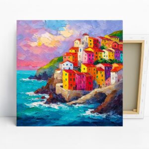 Colorful Coastal Village Art