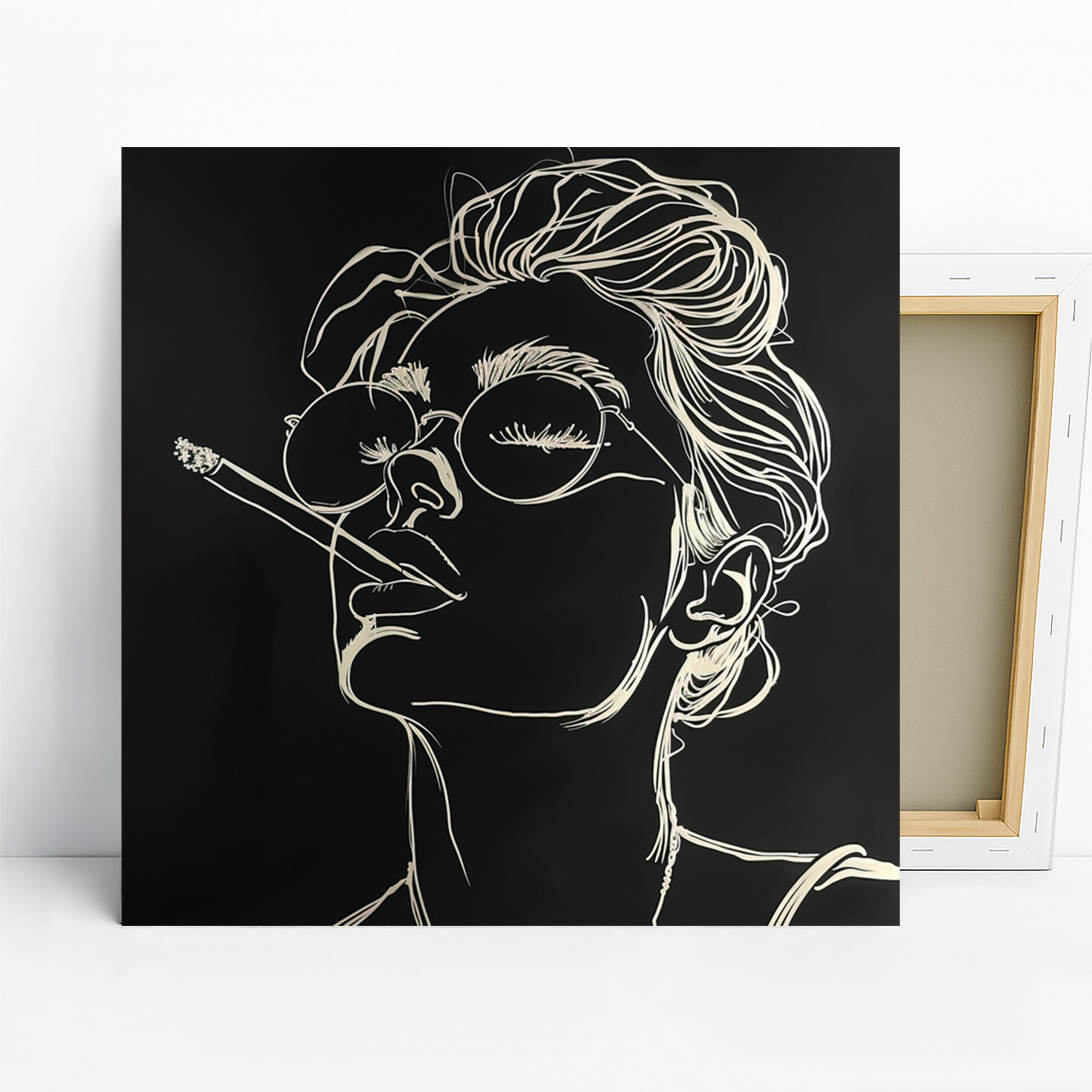 Line Art Portrait Art, Canvas or Poster, Modern Minimalist Glam Decor, Living Room Office Bedroom Hallway Wall Art, Black and White