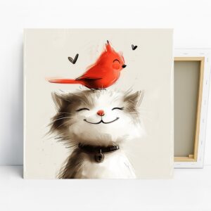 Cat and Cardinal Art
