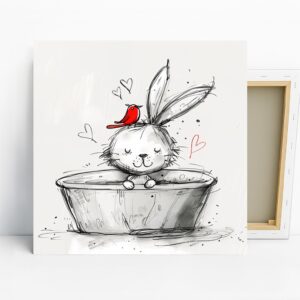 Bunny Bath Bird Art