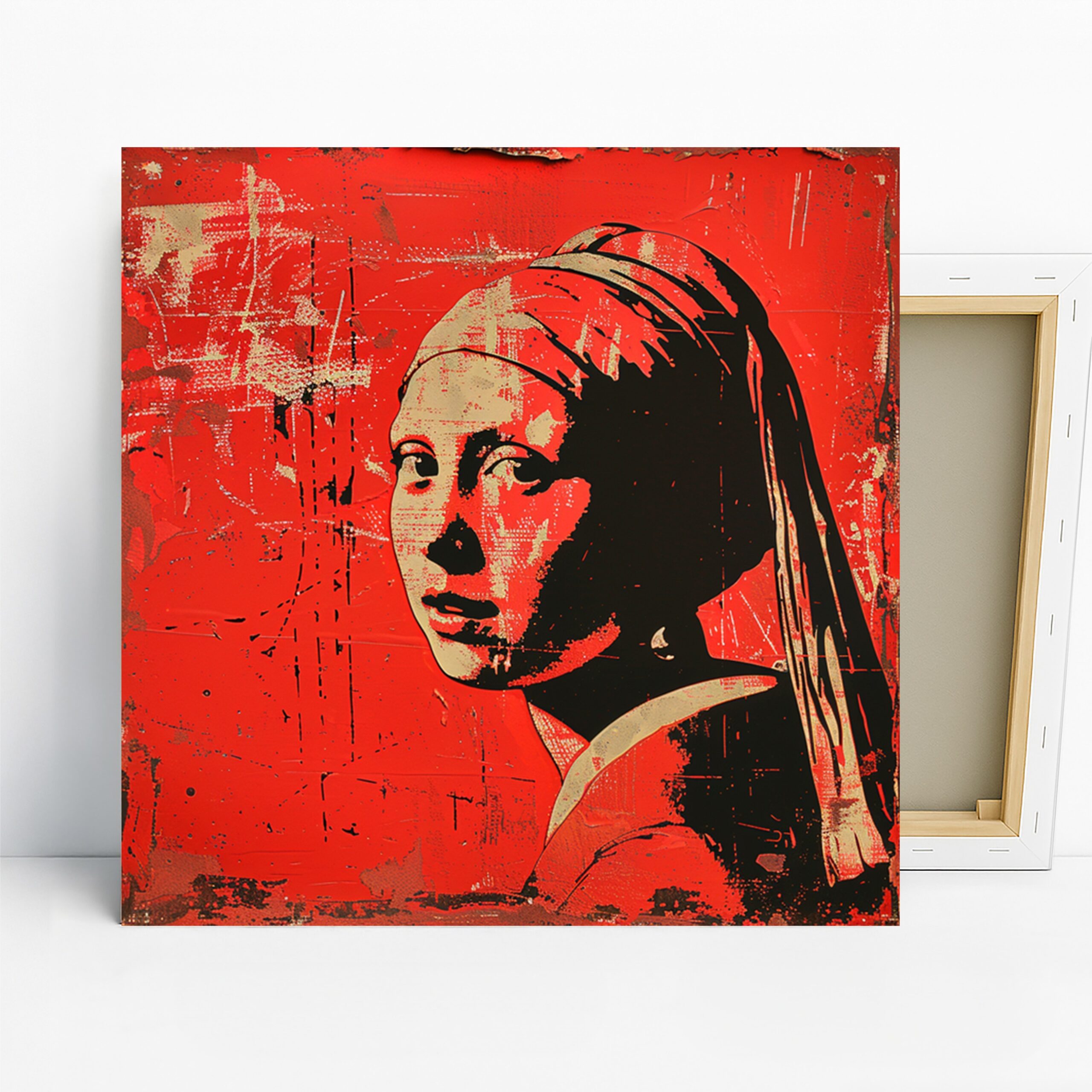 Red Pearl Portrait Art, Canvas or Poster, Pop Art Modern Decor, Living Room Bedroom Office Wall Art, Red Black White, Contemporary Urban Art