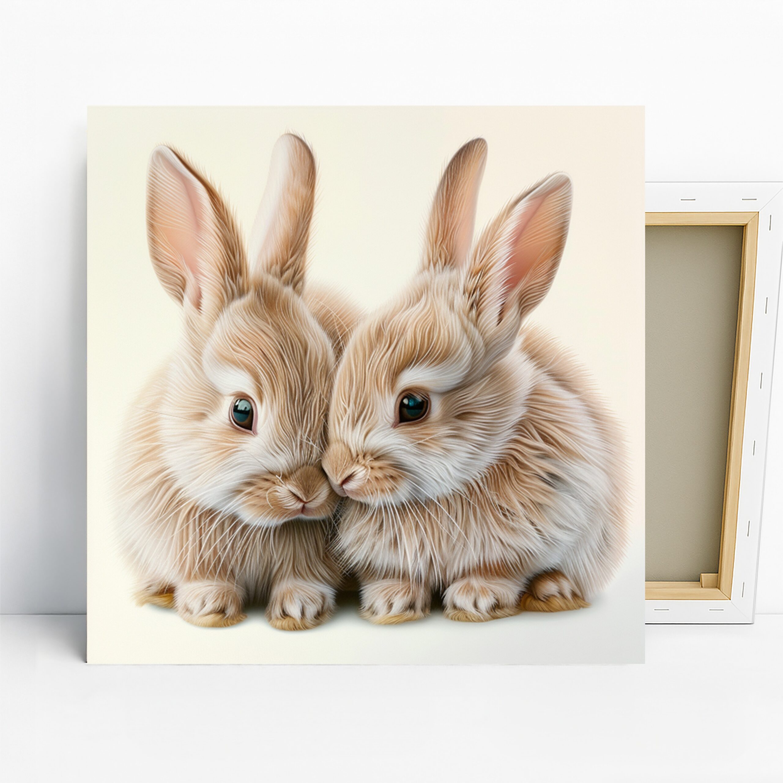 Bunny Art, Canvas or Poster, Whimsical Farmhouse Decor, Children’s Room Nursery Living Room Bedroom Wall Art, Beige White Brown