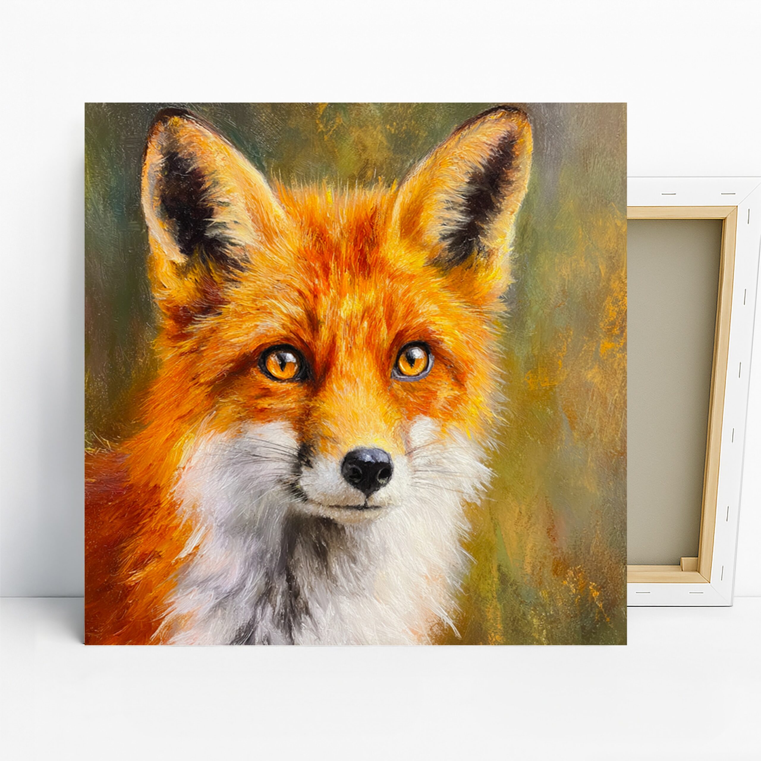 Fox Portrait Art, Canvas or Poster, Contemporary Rustic Decor, Living Room Office Bedroom Dining Room Wall Art, Orange White Yellow Brown