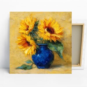 Sunflowers in Blue Vase Art