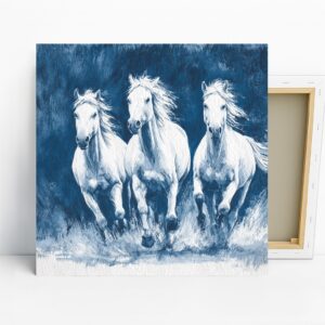 White Horses Running Art
