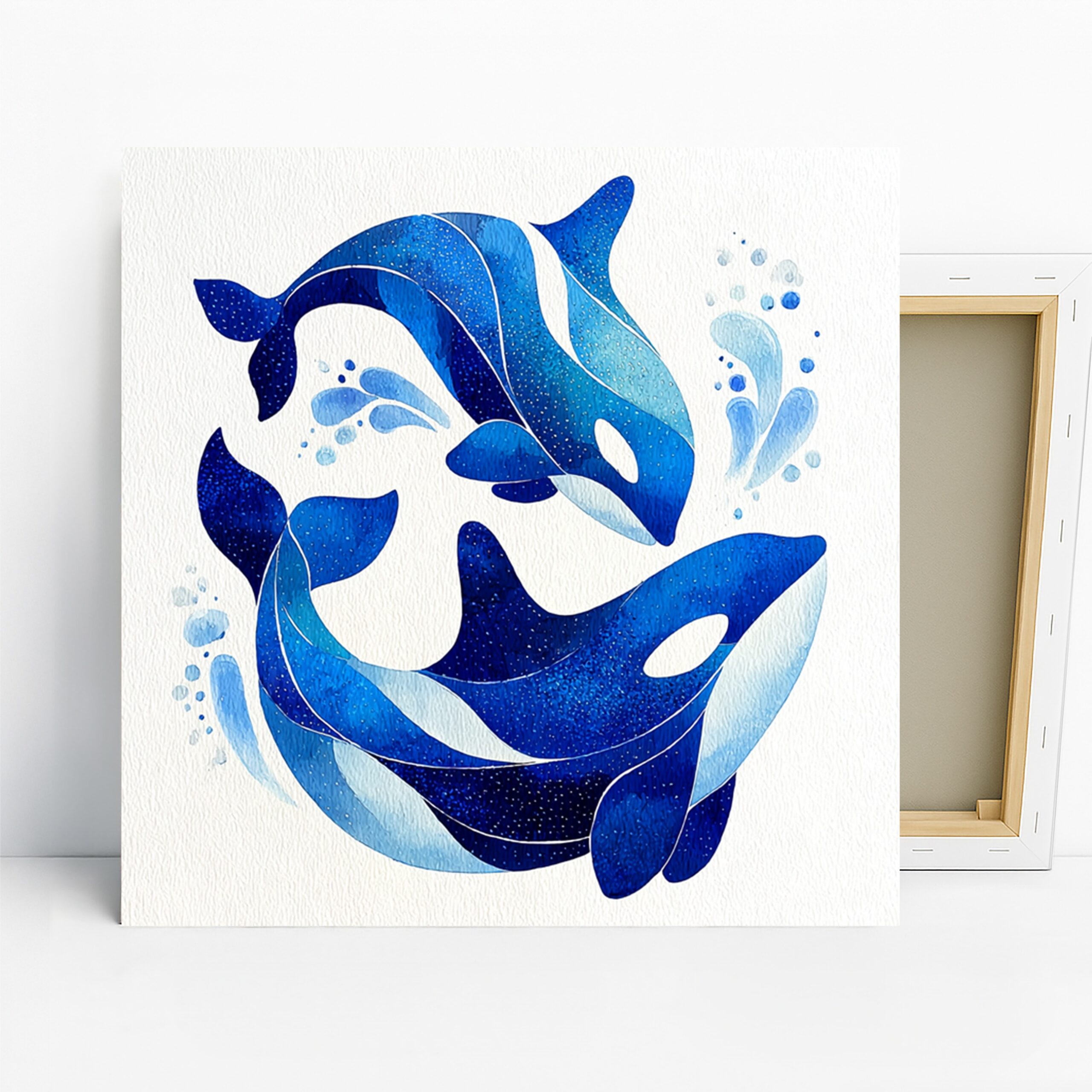 Blue Whale Art, Canvas or Poster, Contemporary Coastal Decor, Bathroom Bedroom Living Room Wall Art, Blue and White, Minimalist Nature Art