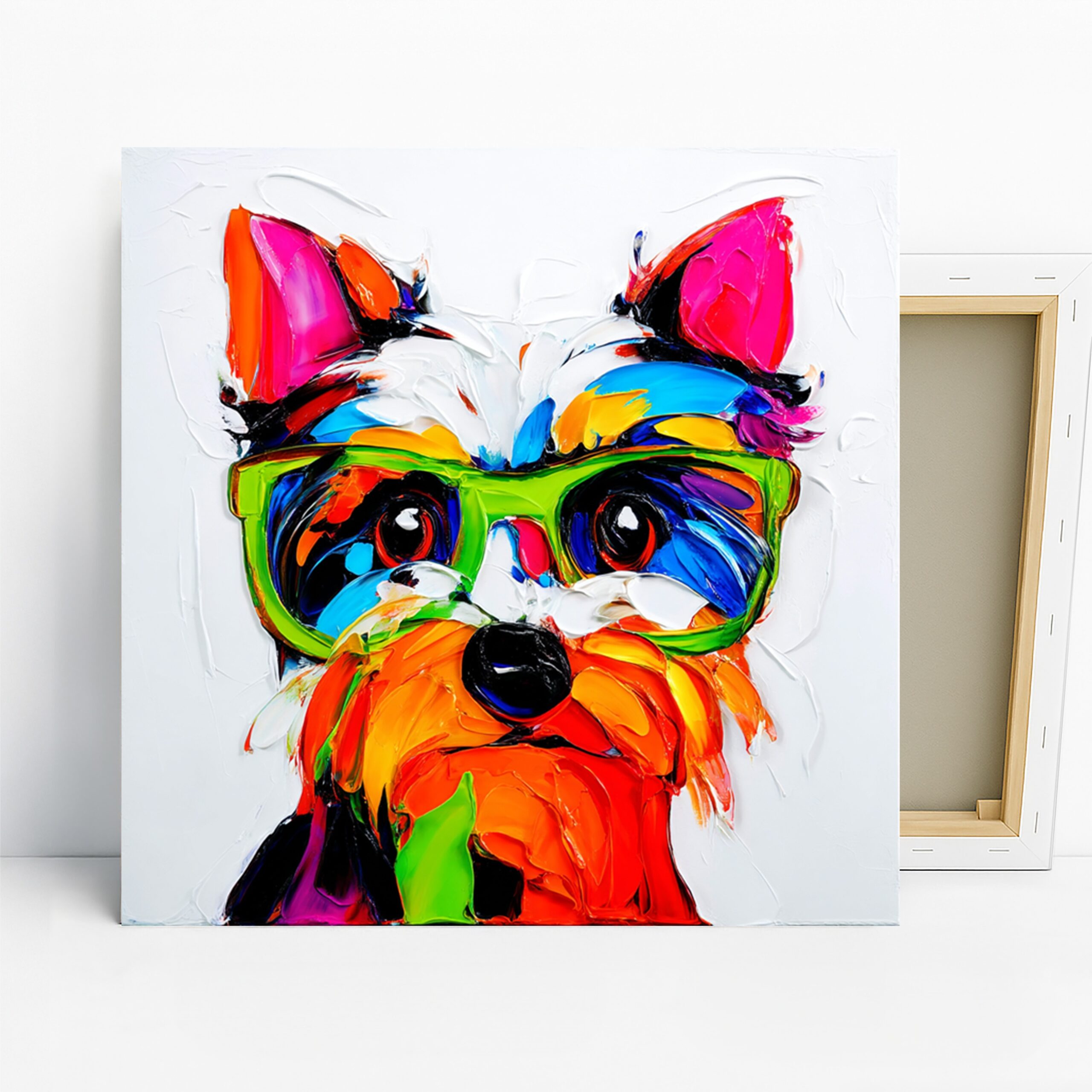 Yorkshire Terrier Art, Canvas or Poster, Pop Art Modern Decor, Living Room Bedroom Office Wall Art, Green Pink Blue Orange