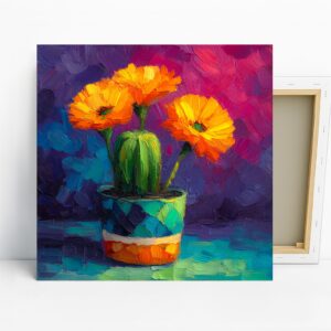 Vibrant Marigold Vase Art
