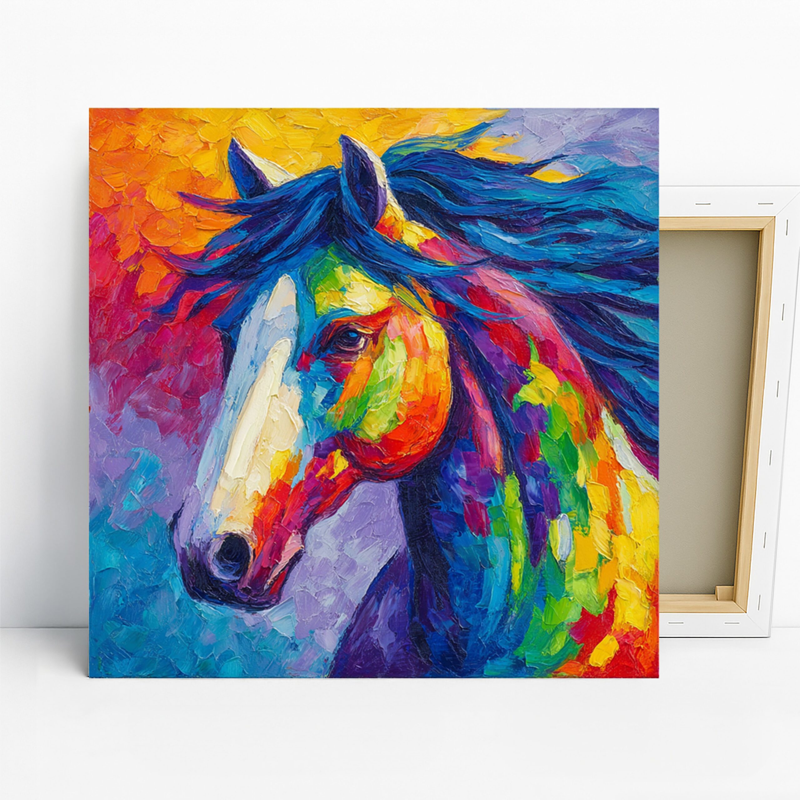 Horse Art, Canvas or Poster, Contemporary Animal Decor, Living Room Bedroom Office Children’s Room Wall Art, Blue Yellow Red Purple