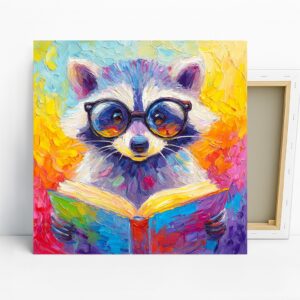 Raccoon Reading Art