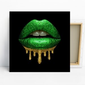 Glittery Green Lips Art