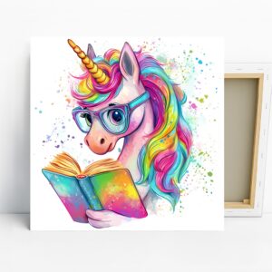 Unicorn Reading Book Art