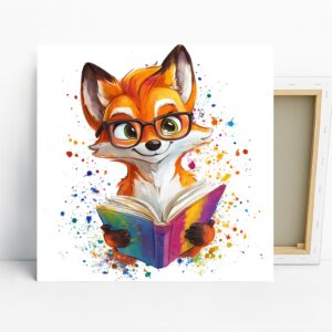 Fox Reading Book Art