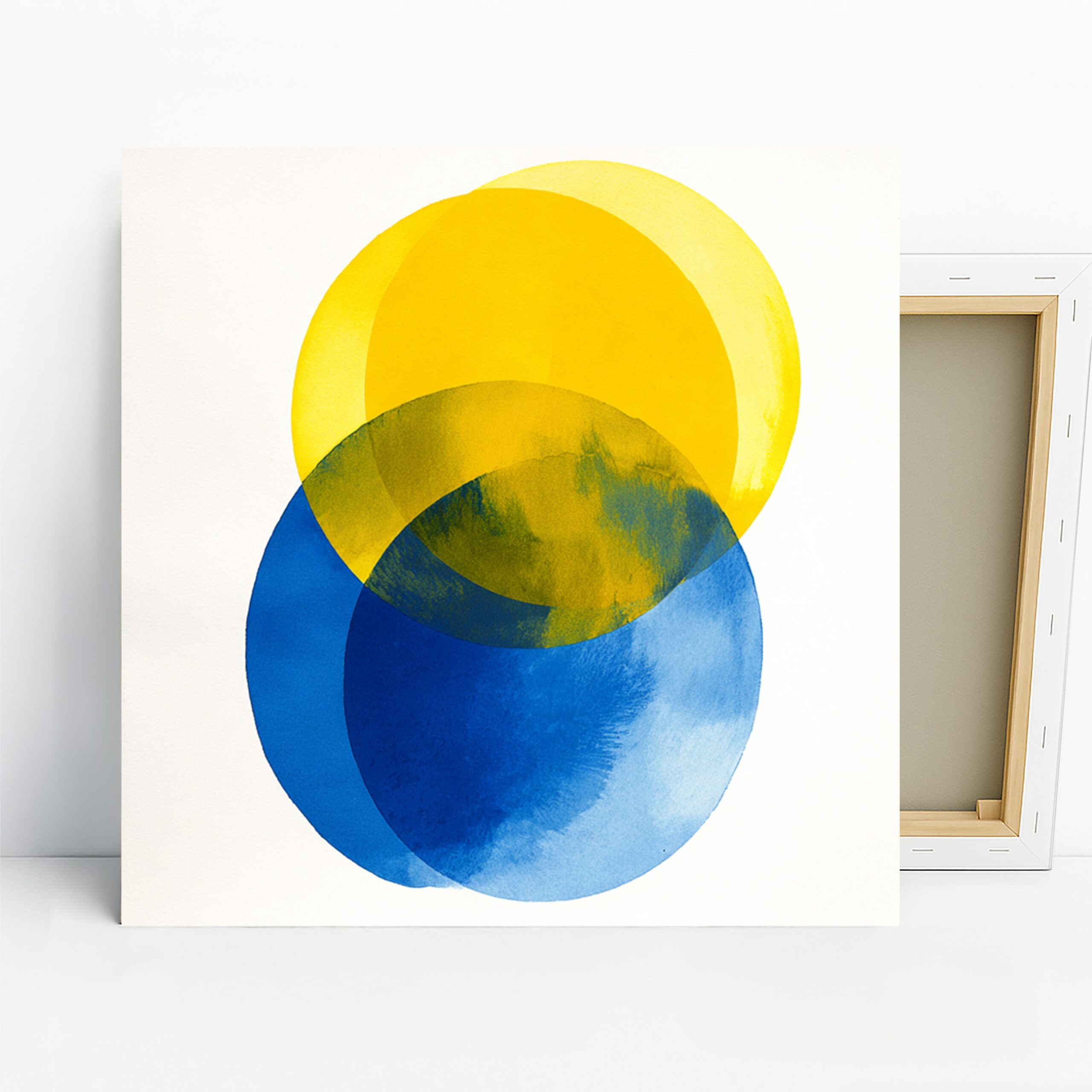 Vibrant Circles Abstract Art, Canvas or Poster, Minimalist Modern Decor, Living Room Office Bedroom Bathroom Wall Art, Yellow Blue Green