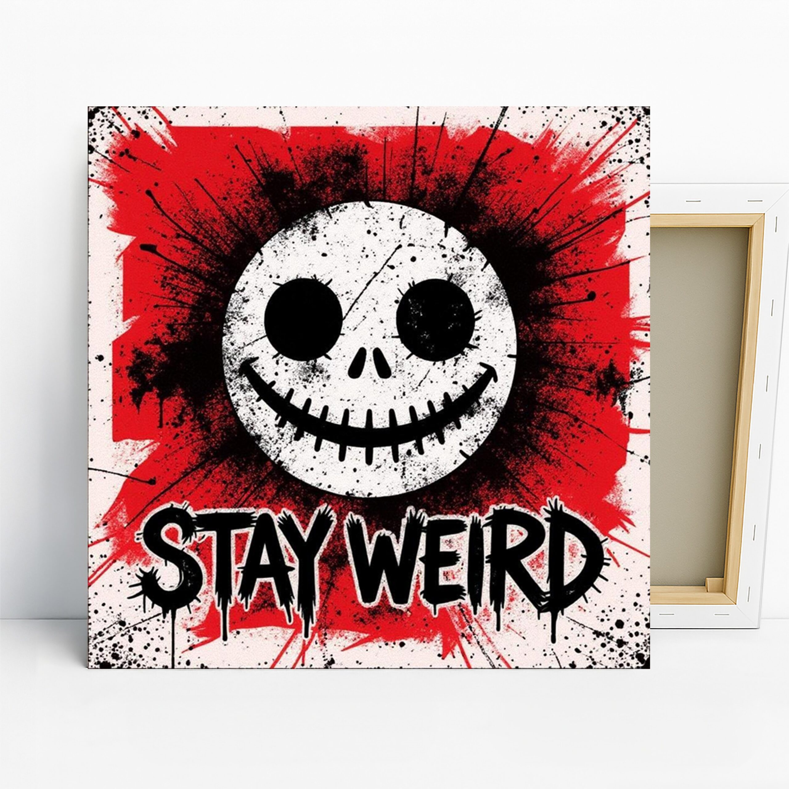 Punk Skull Art, Canvas or Poster, Street Contemporary Decor, Living Room Game Room Office Bedroom Wall Art, Red Black White Decor