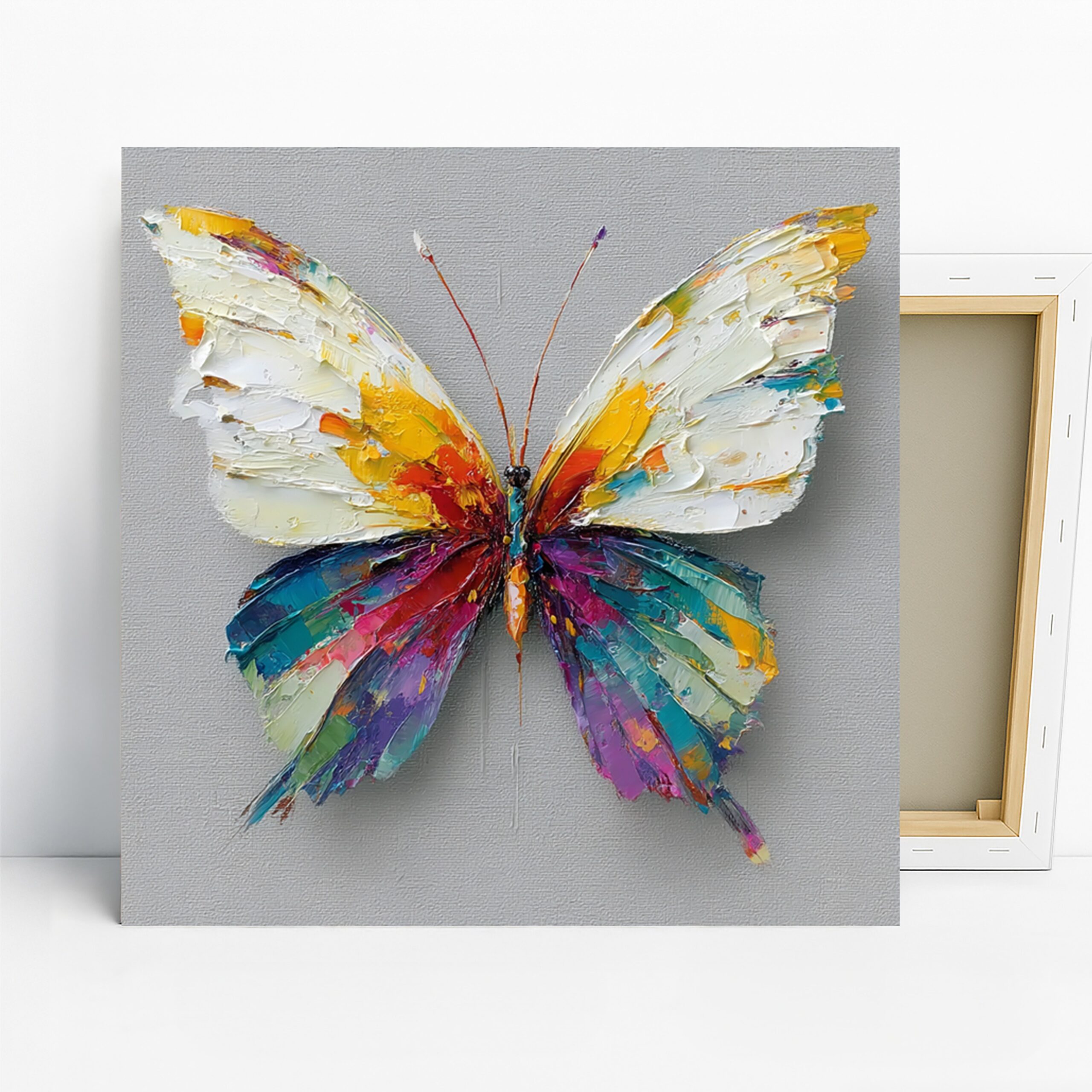 Butterfly Art, Canvas or Poster, Contemporary Nature Decor, Living Room Bedroom Office Wall Art, White Yellow Blue Purple,  Home Decor Art