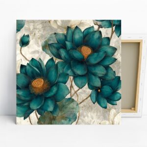 Teal Lotus Blossom Art