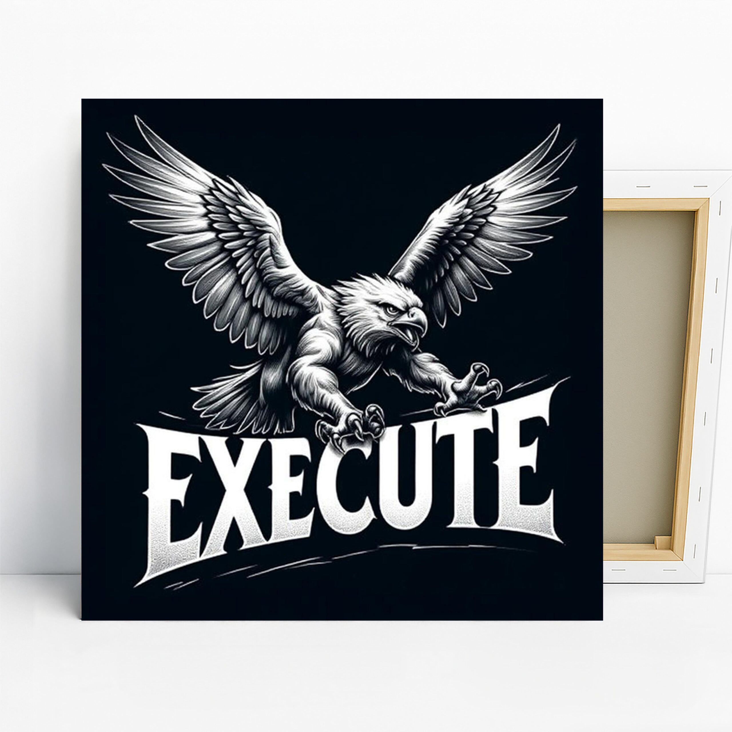 Eagle Art, Canvas or Poster, Street Contemporary Minimalist Decor, Office Living Room Game Room Wall Art, Black White Grey