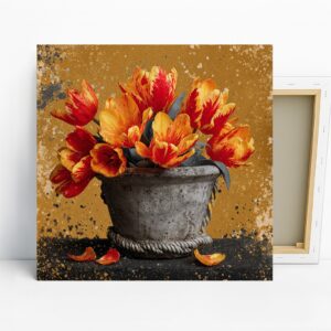 Fiery Tulip Bouquet Art