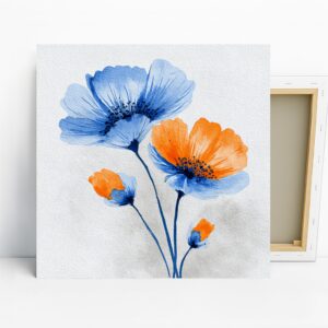 Blue Orange Flower Art