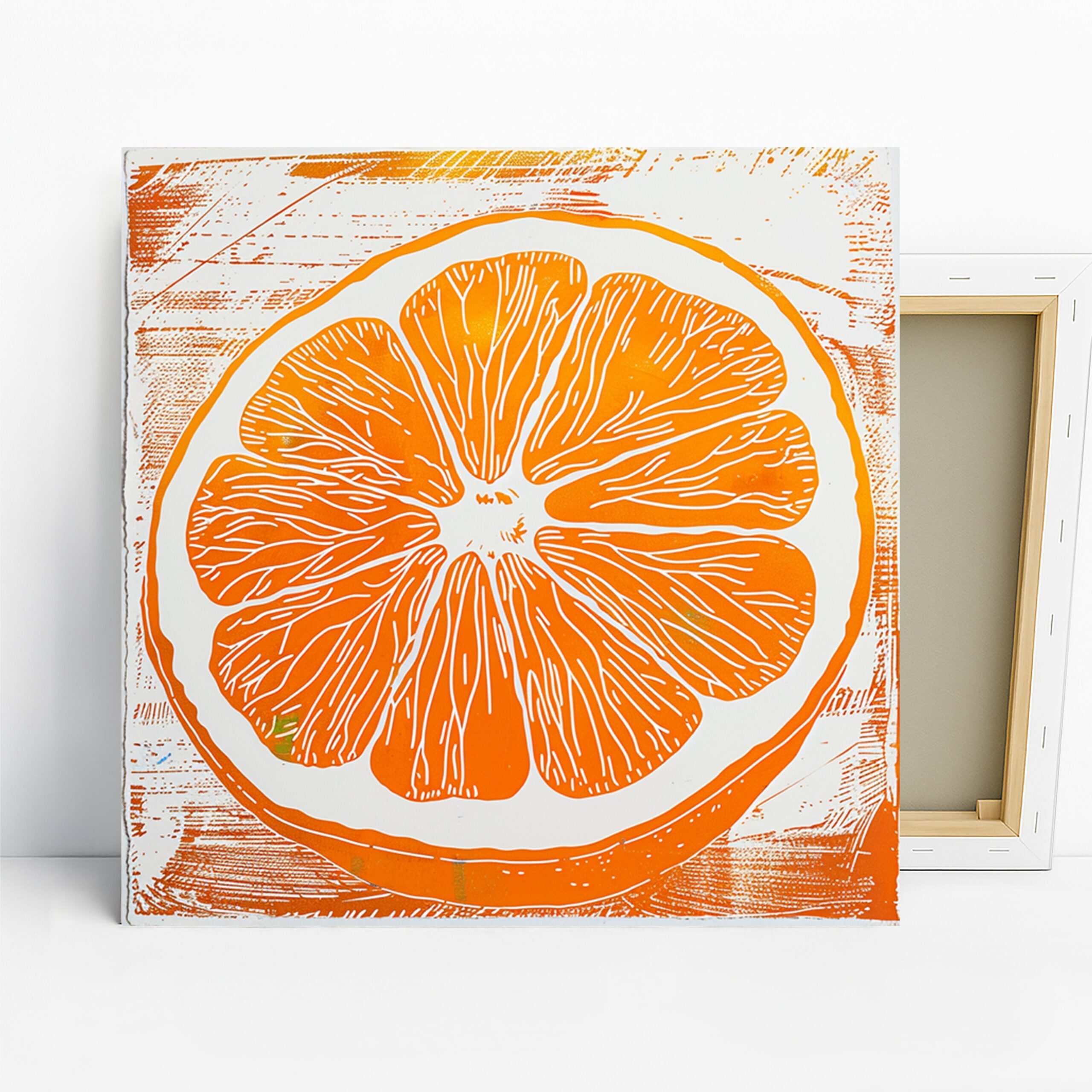 Citrus Slice Art, Canvas or Poster, Pop Art Modern Decor, Kitchen Dining Room Living Room Wall Art, Orange and White, Retro Nature Wall Art