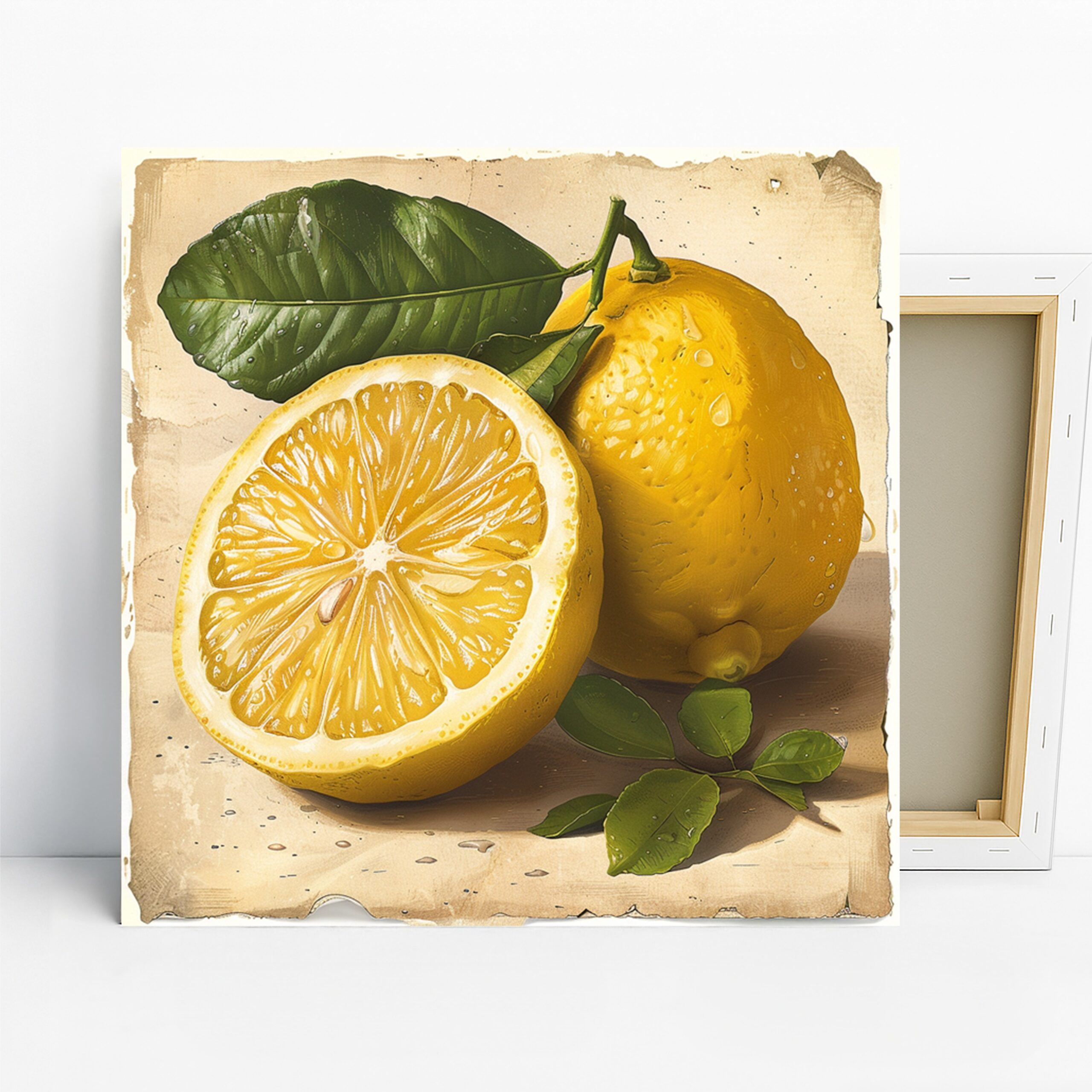 Citrus Zest Art, Canvas or Poster, Still Life Rustic Country Decor, Kitchen Dining Room Pantry Wall Art, Yellow Green and White