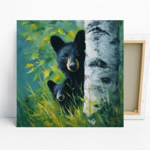 Black Bear Family Art