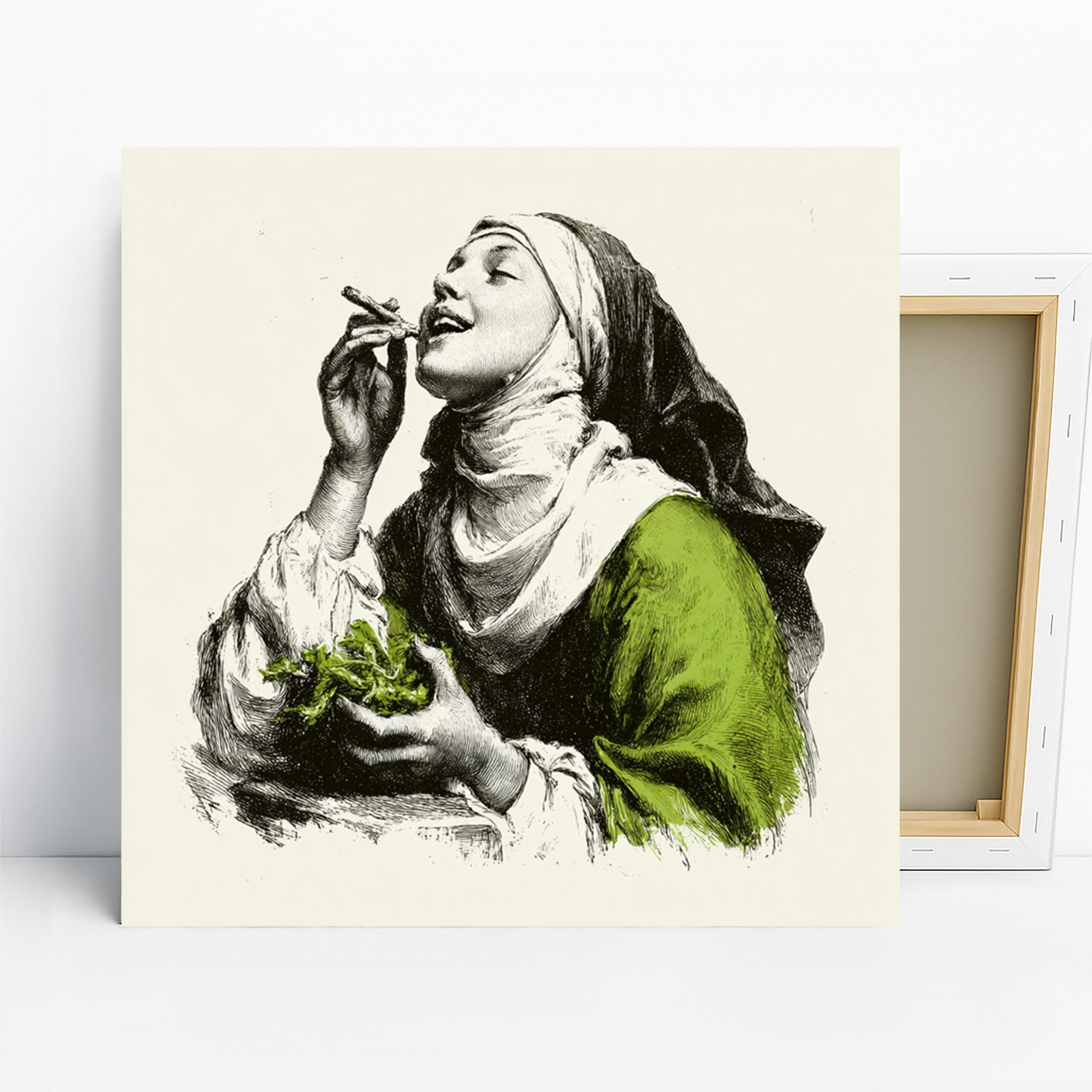 Herb Tasting Art, Canvas or Poster, Classic Vintage Rustic Decor, Kitchen Dining Room Living Room Office Wall Art, Green Black White