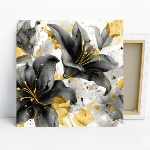 Elegant Black and Gold Lily Art
