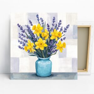 Daffodil and Lavender Bouquet Art