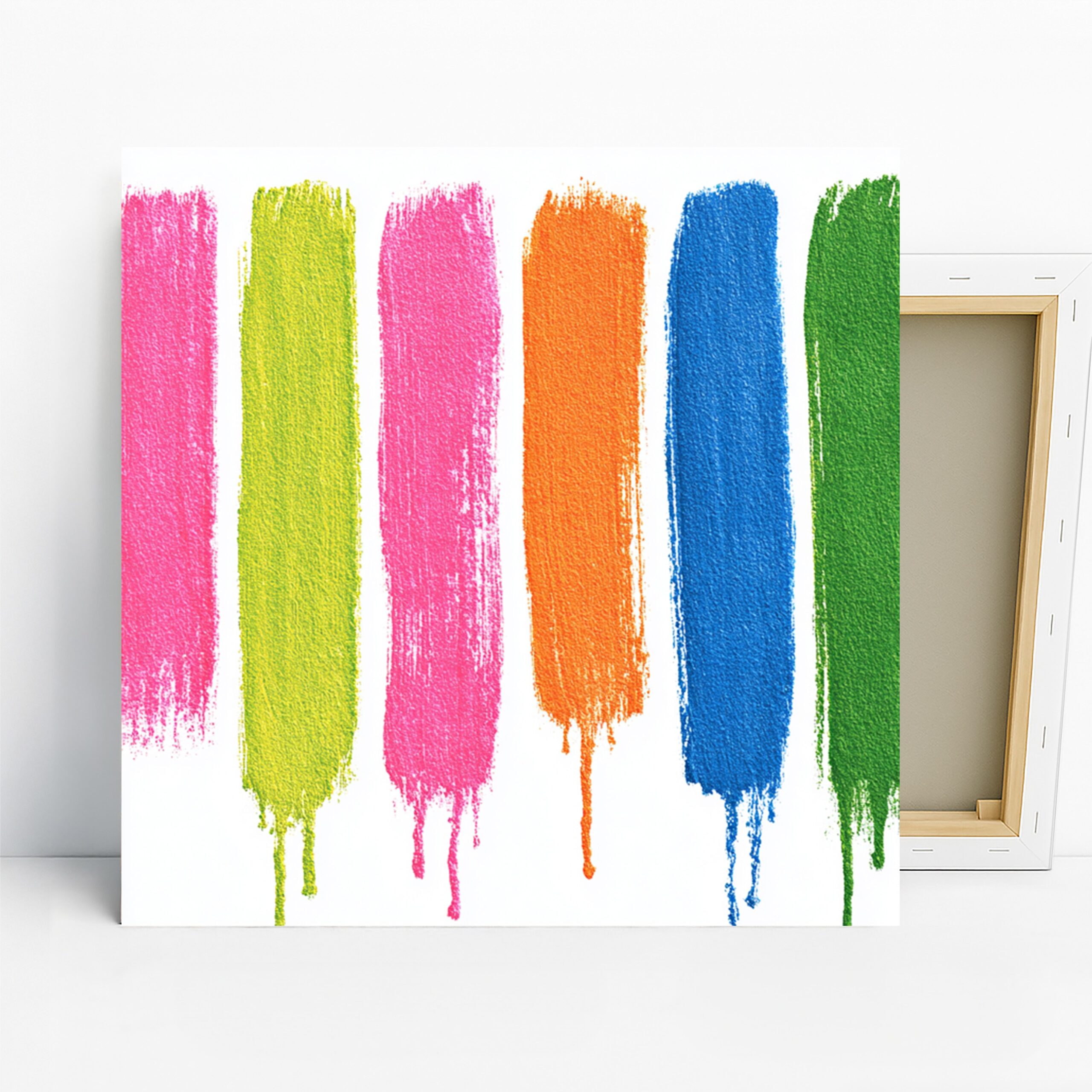 Vibrant Brushstrokes Art, Canvas or Poster, Abstract Modern Decor, Living Room Bedroom Office Nursery Wall Art, Pink Blue Green Orange