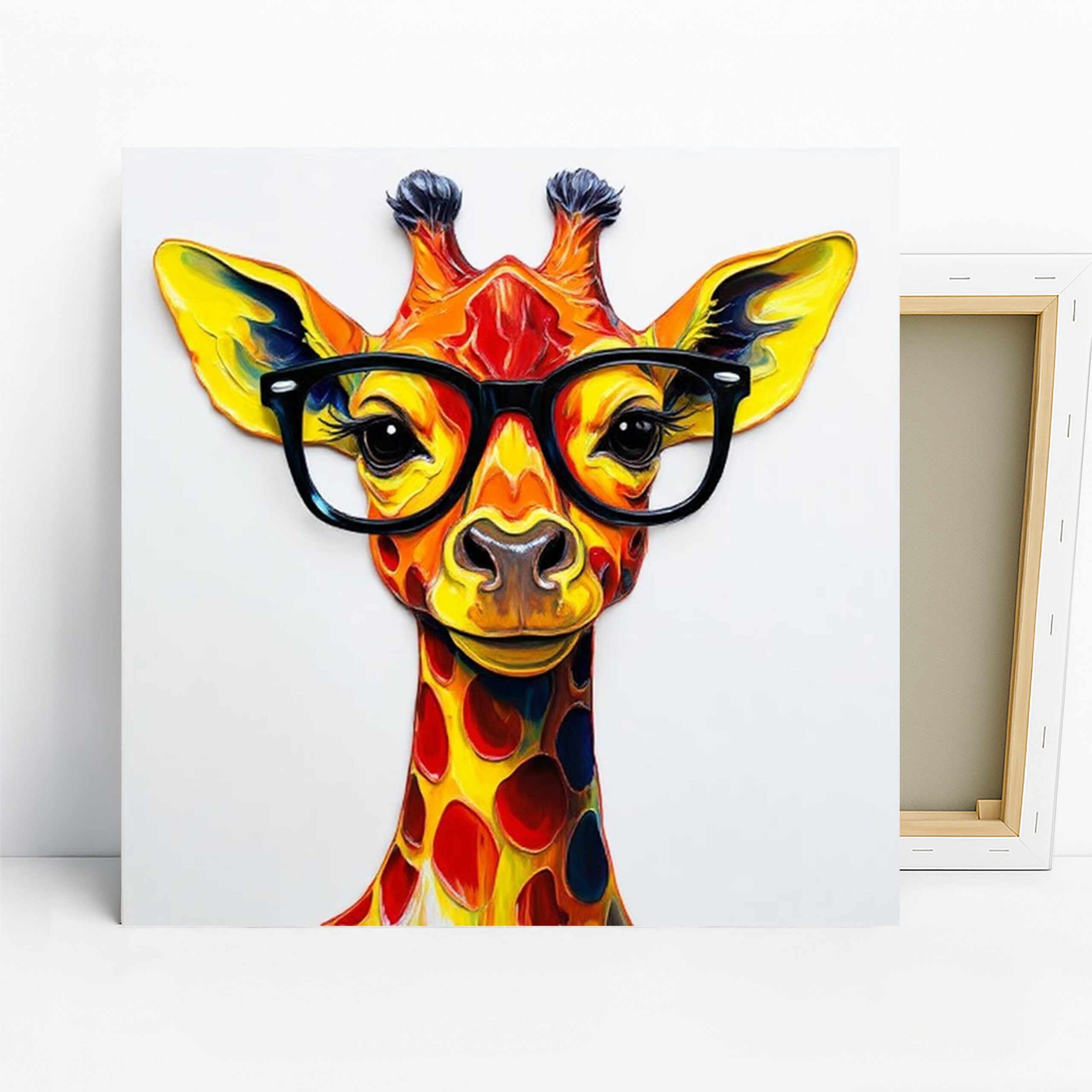 Giraffe Art, Canvas or Poster, Pop Art Modern Decor, Living Room Office Children’s Room Wall Art, Yellow Orange Red Black