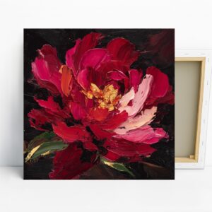 Vibrant Red Peony Art