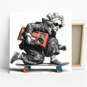 Retro Boombox Skater Art