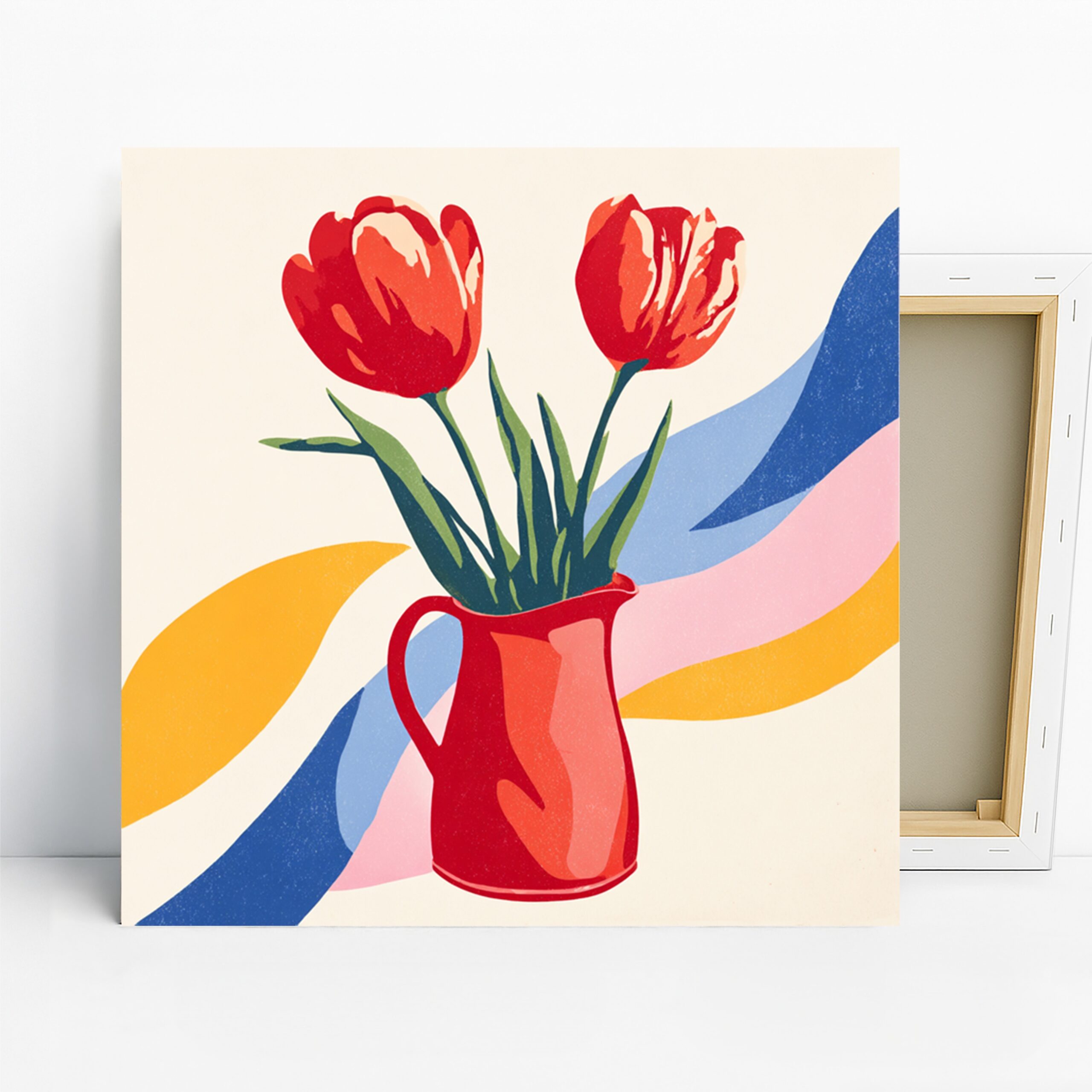 Vibrant Tulip Art, Canvas or Poster, Floral Contemporary Decor, Living Room Bedroom Office Wall Art, Red Green Blue Yellow Colors