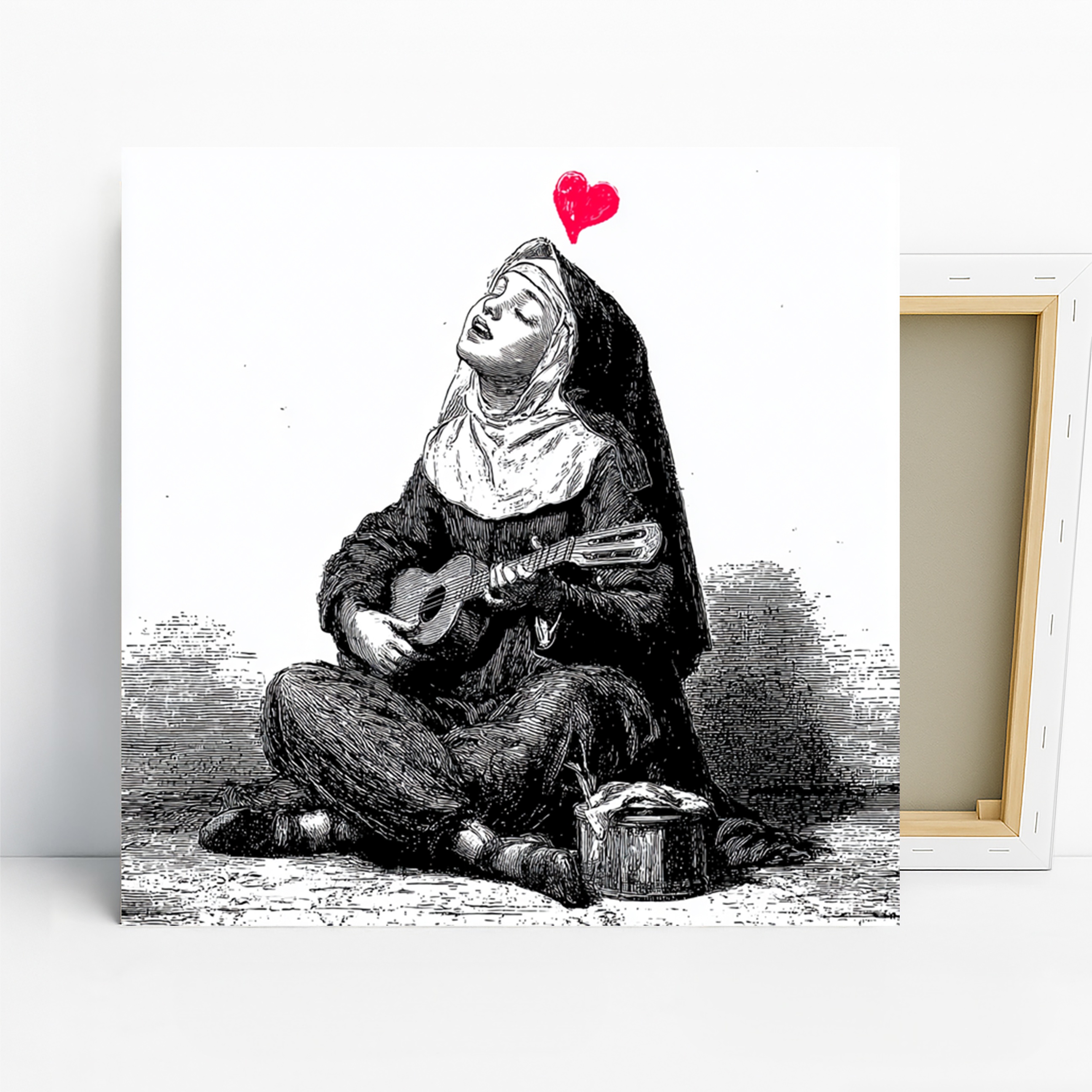 Nun with Guitar Art