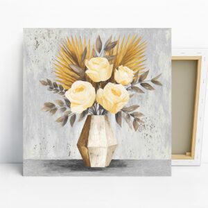 Golden Palm Roses Art