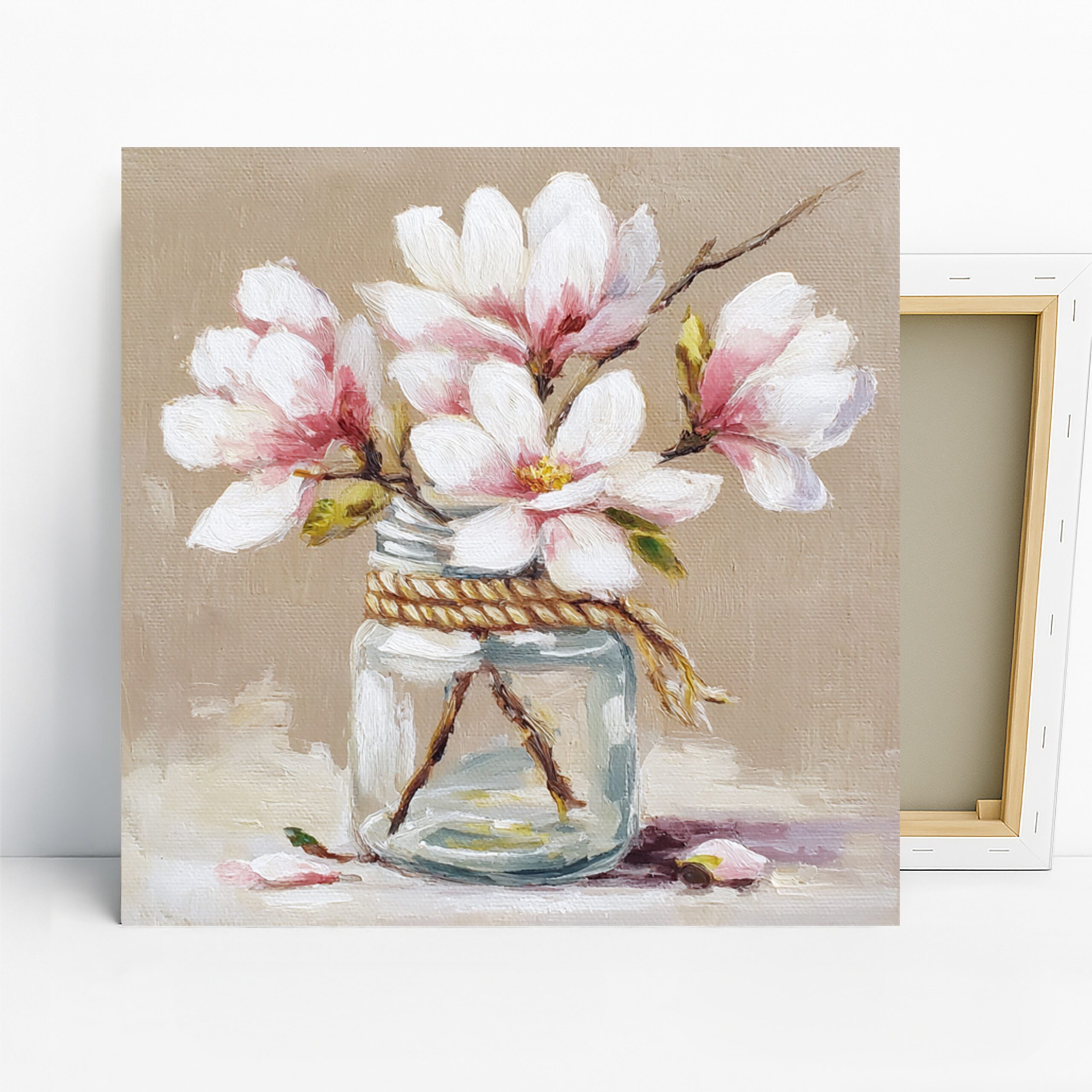 Magnolia Art, Canvas or Poster, Floral Classic Decor, Living Room Bedroom Dining Room Entryway Wall Art, White Pink Beige Green