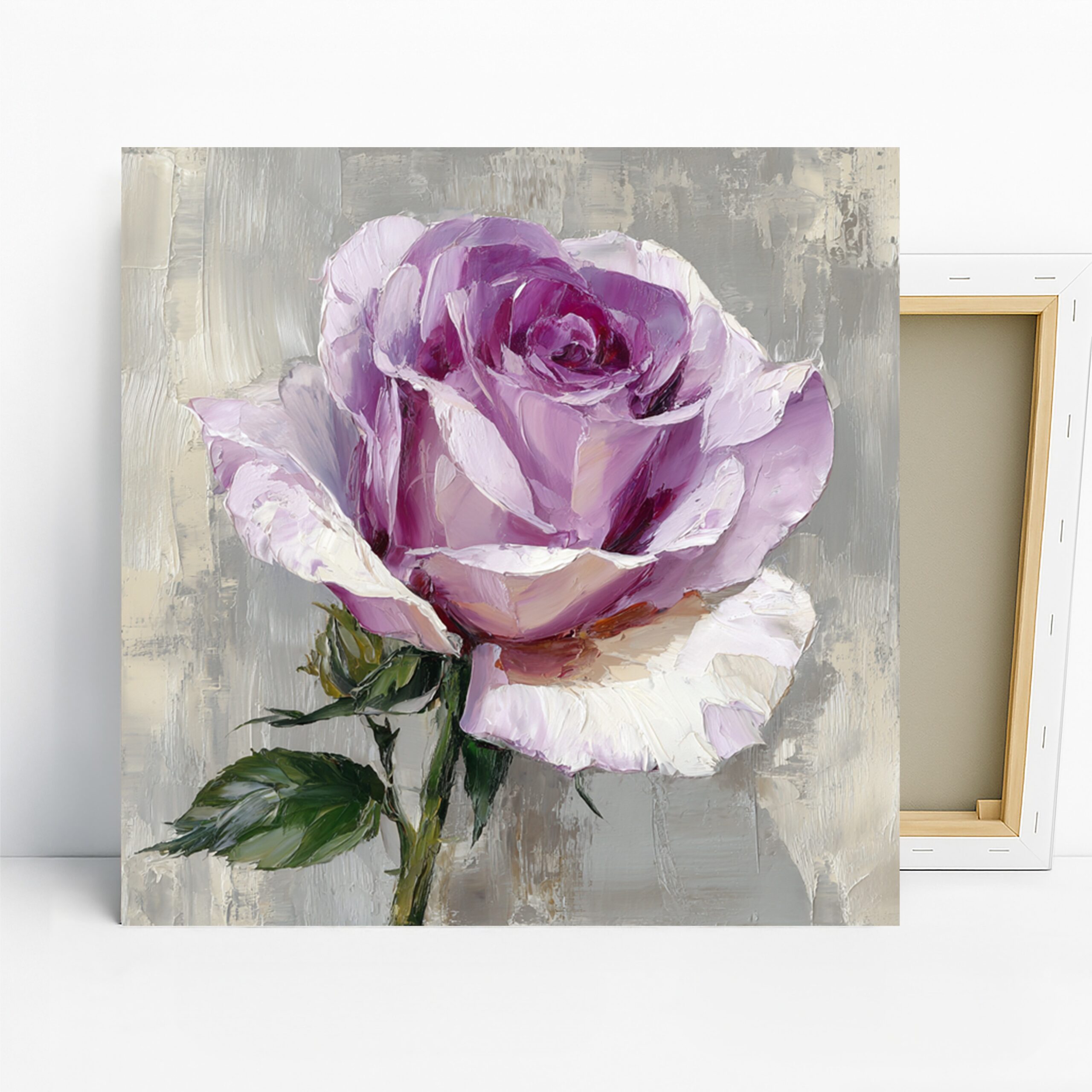 Lavender Rose Art, Canvas or Poster, Floral Classic Modern Decor, Bedroom Living Room Dining Room Wall Art, Purple Pink Green White