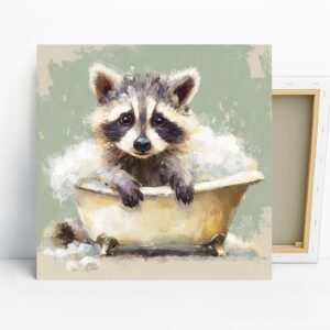 Raccoon Bath Time Art