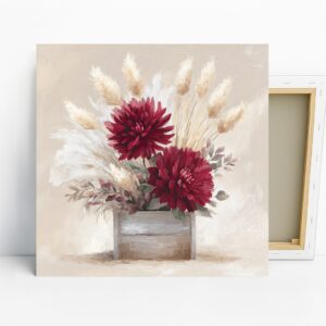Burgundy Dahlia Bouquet Art