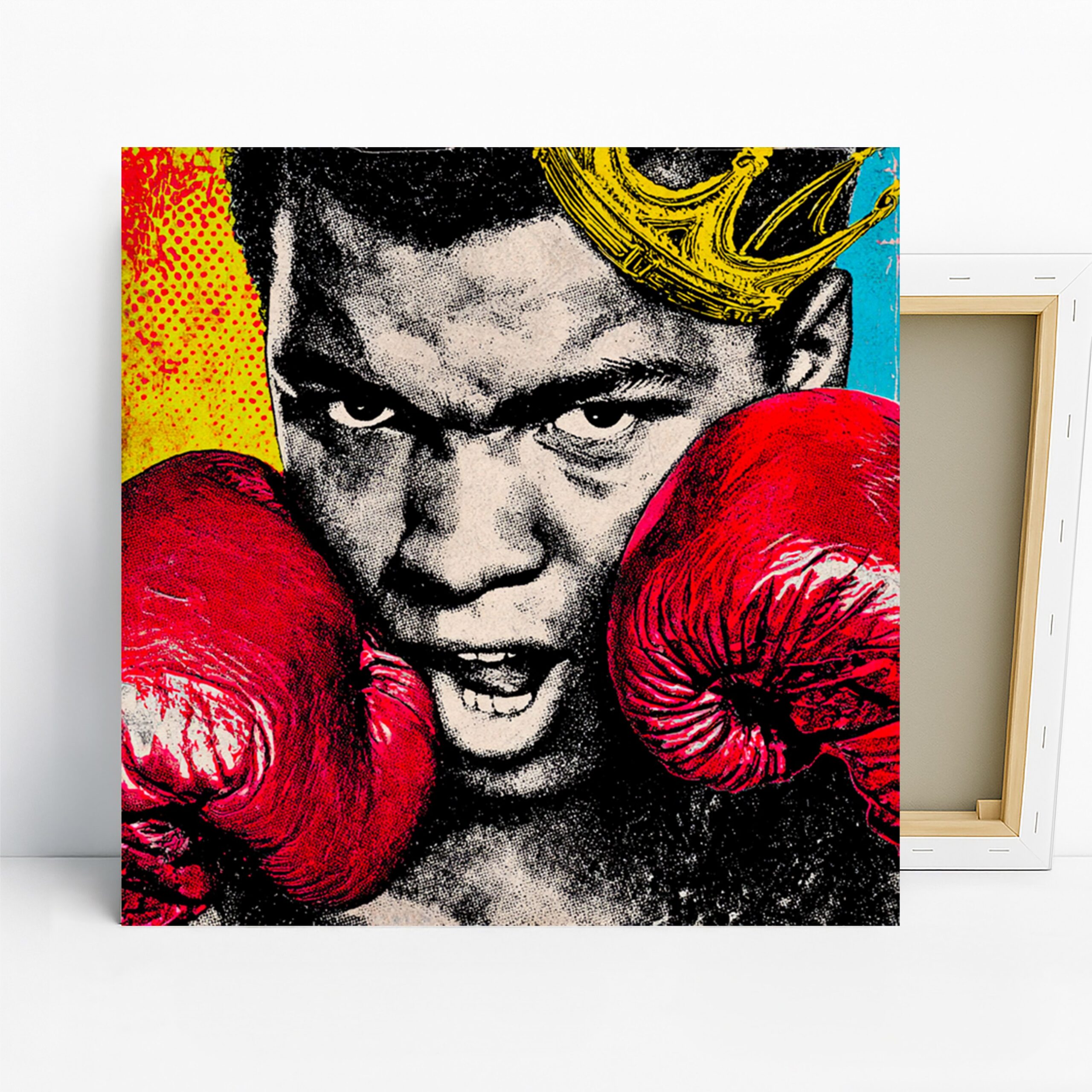 Boxing Champion Art, Canvas or Poster, Pop Art Urban Decor, Living Room Home Gym Office Game Room Wall Art, Red Yellow Black Blue