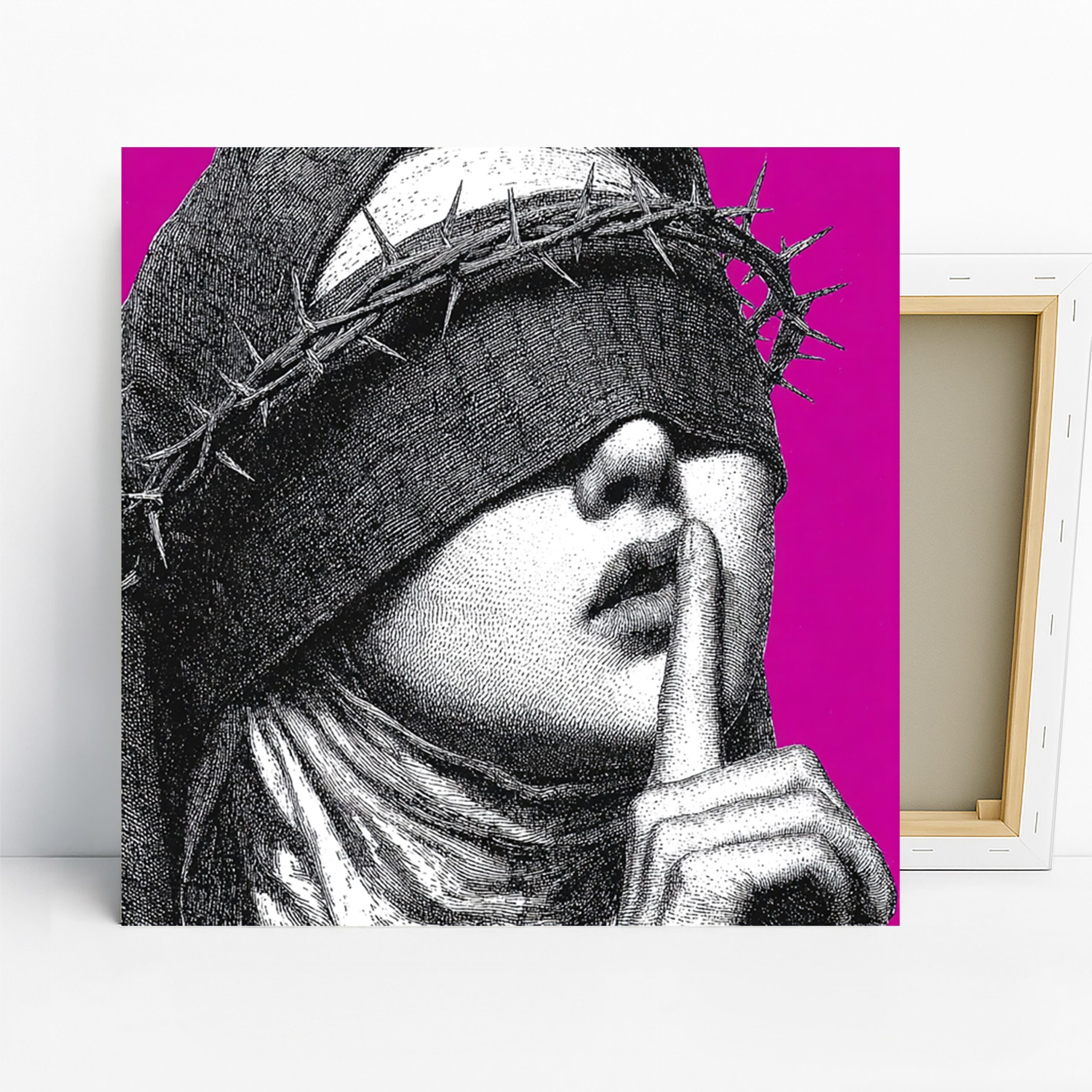 Crown of Thorns Silence Art, Canvas or Poster, Contemporary Gothic Decor, Living Room Office Library Wall Art, Black White Purple