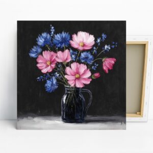 Pink and Blue Wildflower Bouquet Art